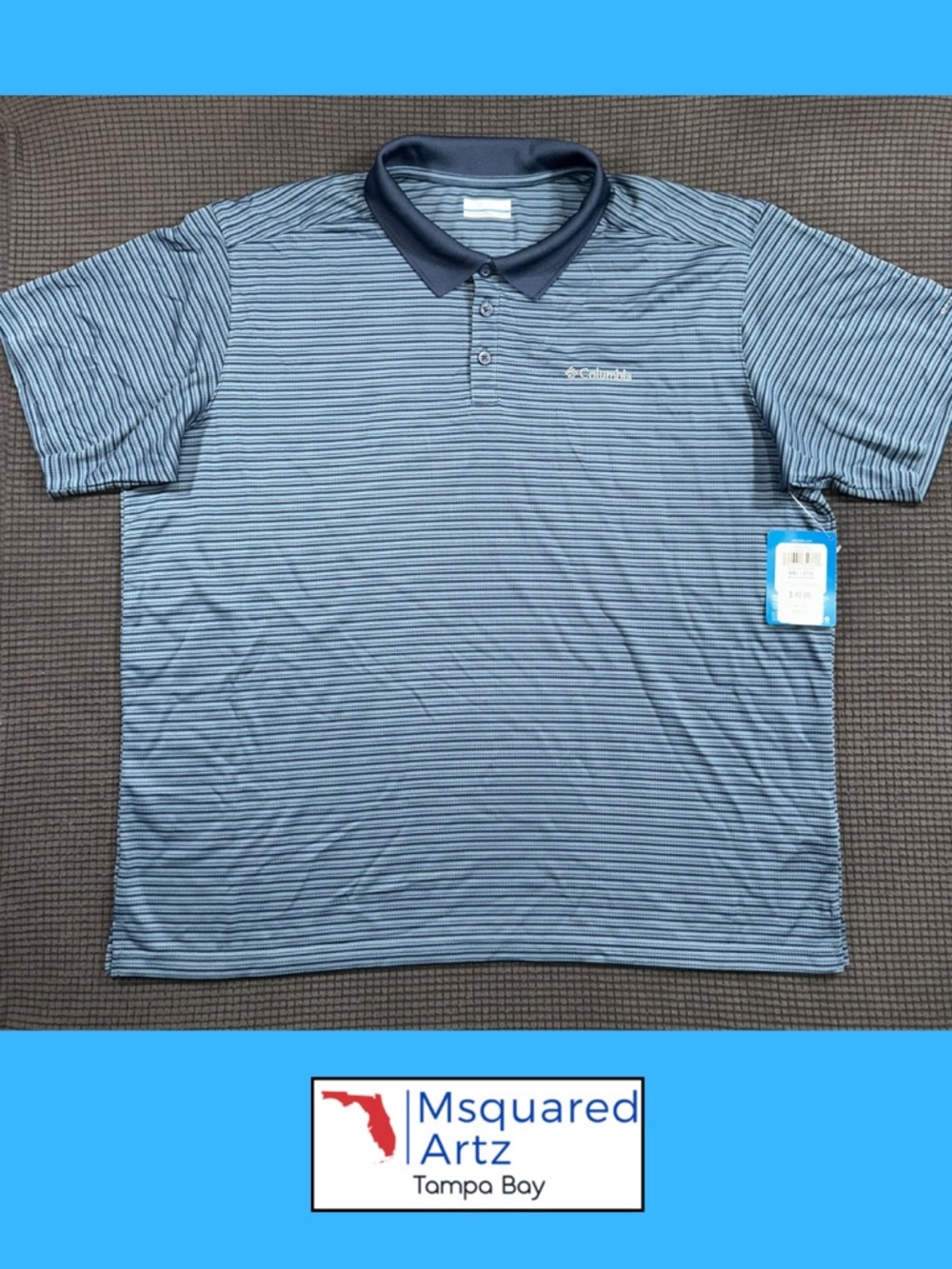 Columbia Polo Shirt Mens XXL Blue Striped Warren Lane EXS Performance Golf